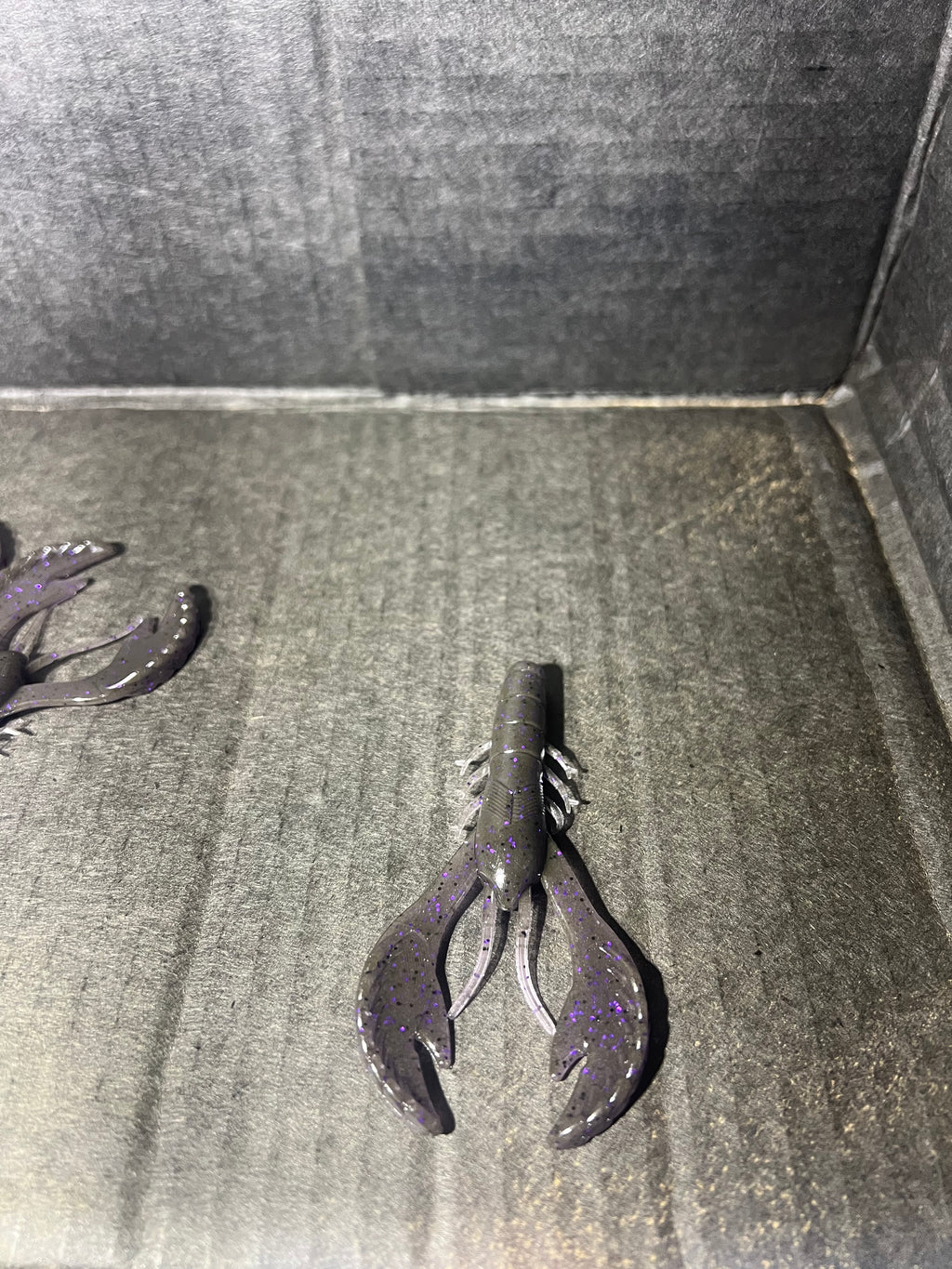 CRAW Black/Purple with blue and purple flake 4-Inch craw=DarthCraw