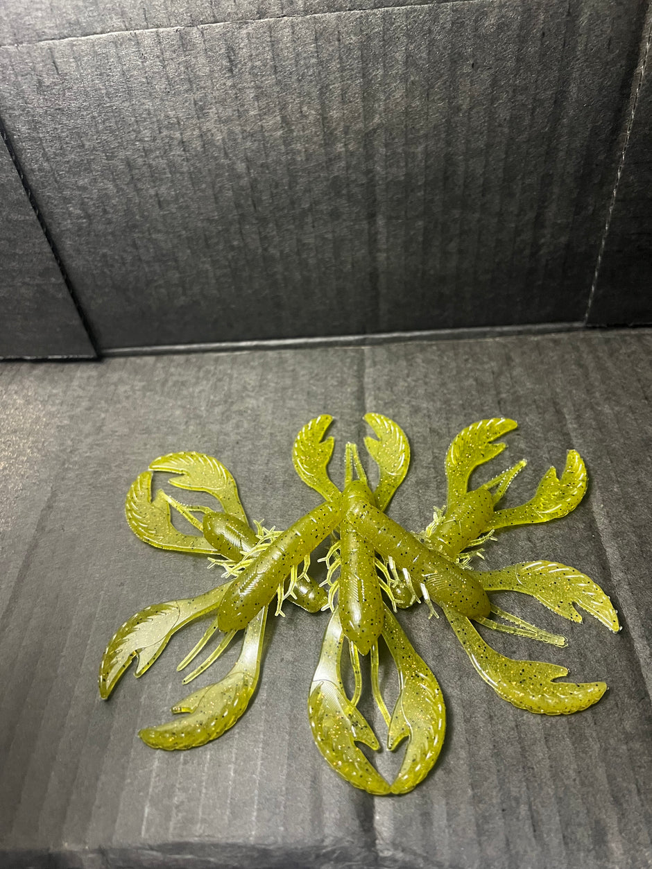 CRAW GrassGreen with black and copper flake 4 inch craw=GrassCraw