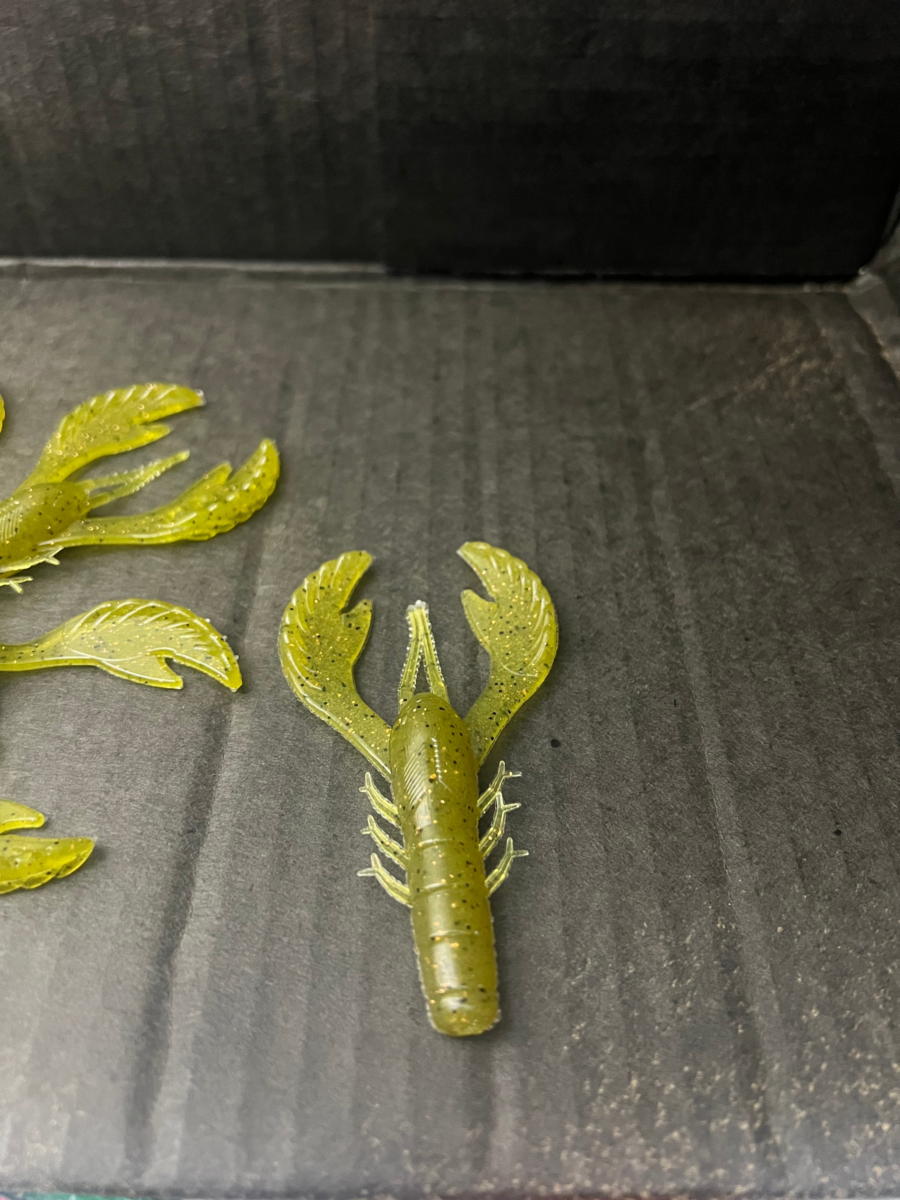 CRAW GrassGreen with black and copper flake 4 inch craw=GrassCraw