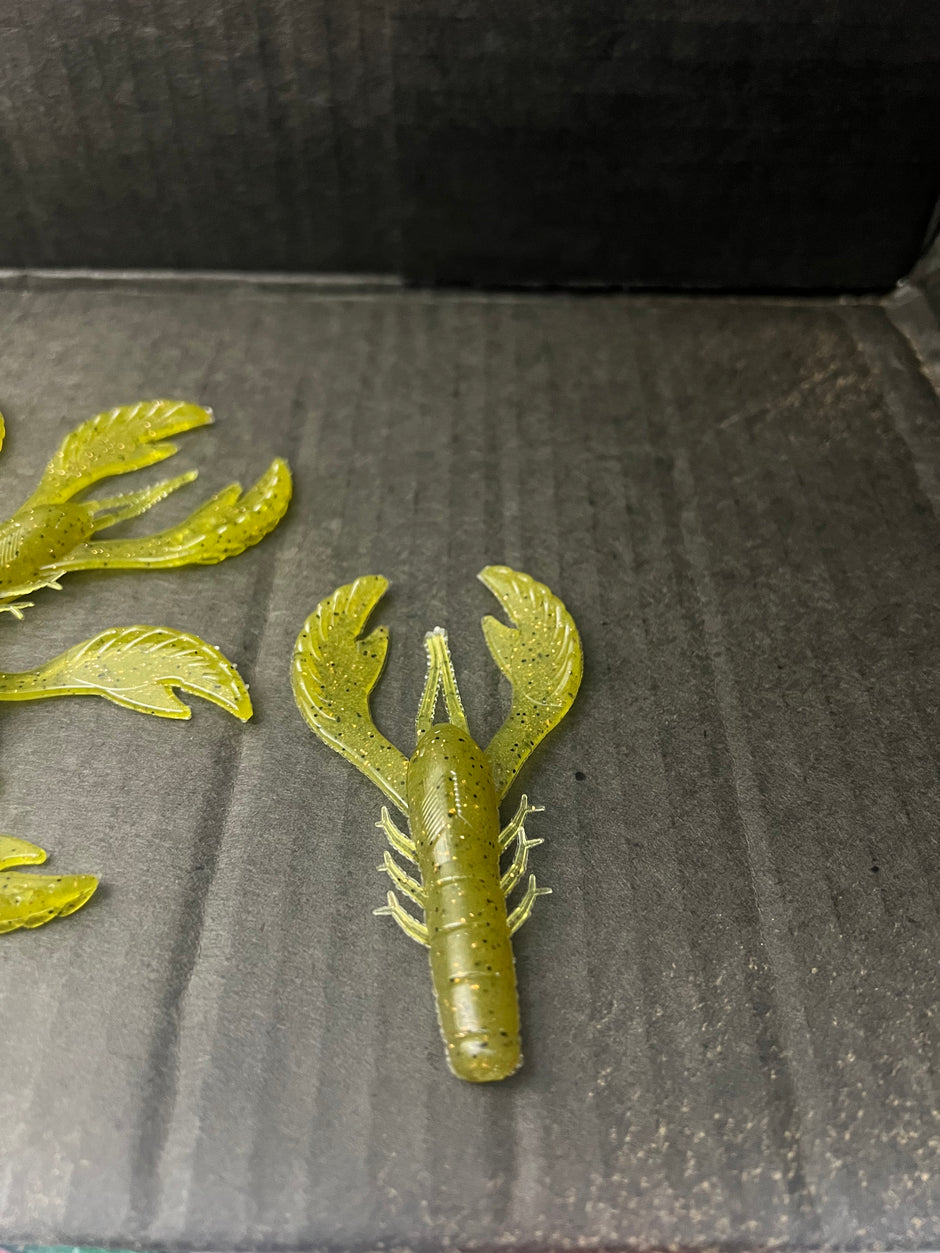 CRAW GrassGreen with black and copper flake 4 inch craw=GrassCraw