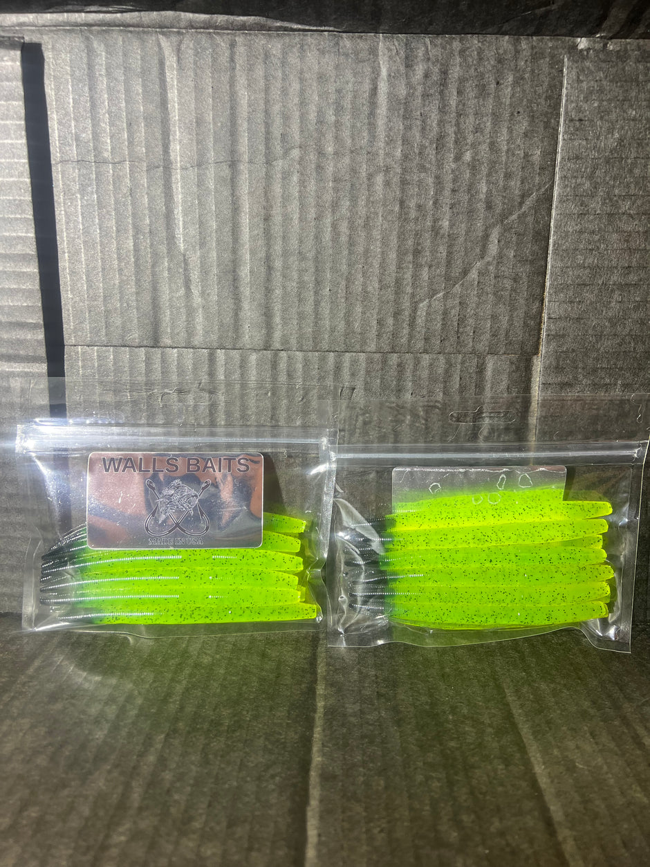 SENKO Chartreuse Pepper with black flake and a Black tail 5-inch Senko=Chartreuse Pep