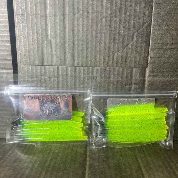 SENKO Chartreuse Pepper with black flake and a Black tail 5-inch Senko=Chartreuse Pep