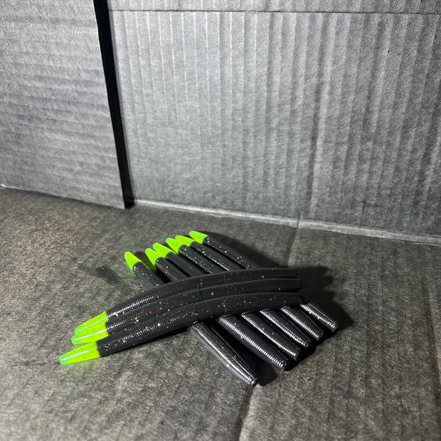 SENKO Black with Red and Silver flake 5-inch Senko=Midnight