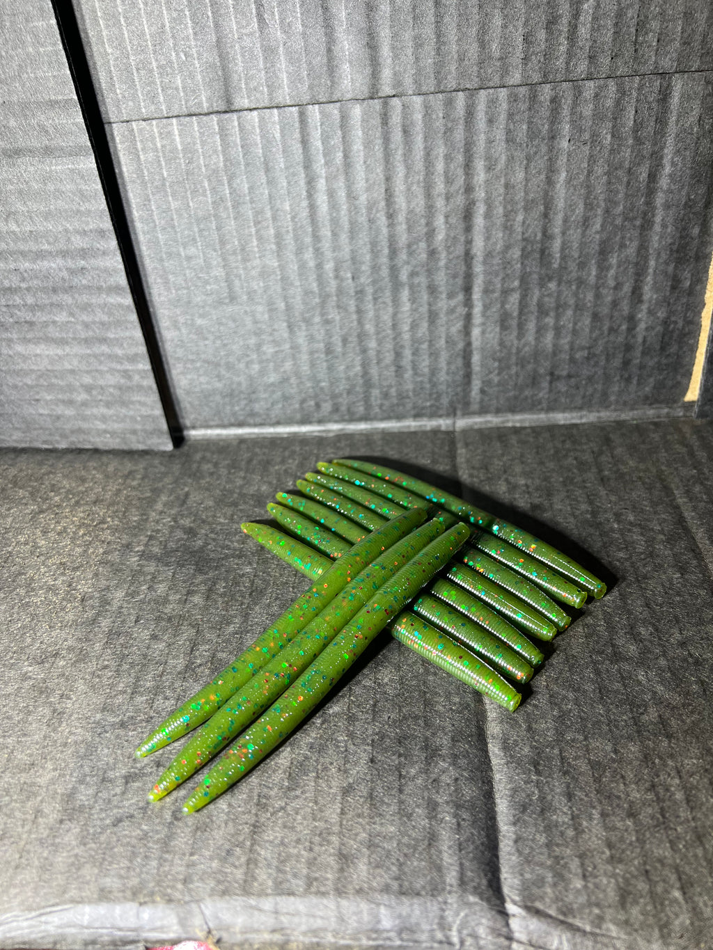 SENKO Watermelon seed with green and orange flake 5-inch Senko= Christmas candy