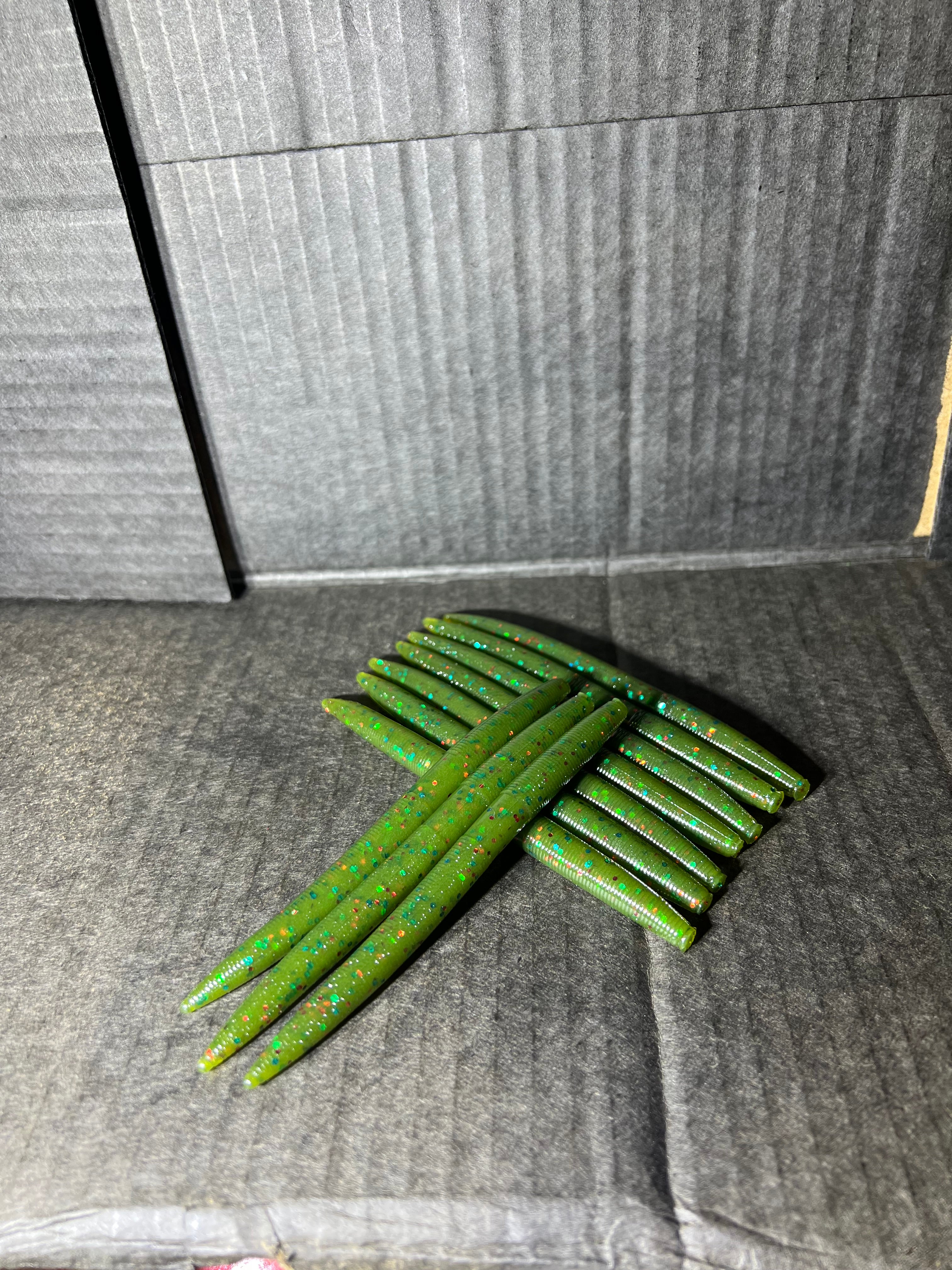 SENKO Watermelon seed with green and orange flake 5-inch Senko= Christmas candy