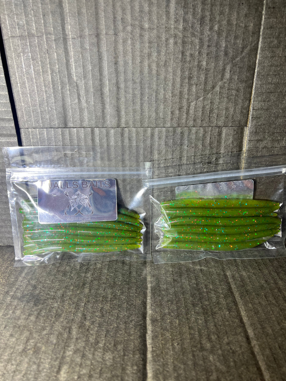 SENKO Watermelon seed with green and orange flake 5-inch Senko= Christmas candy